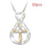 Collier Pendentif en Diamant Mandotos à Deux Tons en Forme de Croix