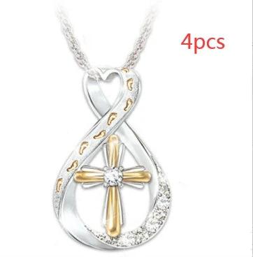 Collier Pendentif en Diamant Mandotos à Deux Tons en Forme de Croix