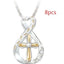 Collier Pendentif en Diamant Mandotos à Deux Tons en Forme de Croix
