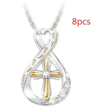 Collier Pendentif en Diamant Mandotos à Deux Tons en Forme de Croix