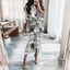 Robe Chemise à Manches Longues à Lacets Mandotos Imprimé Européen