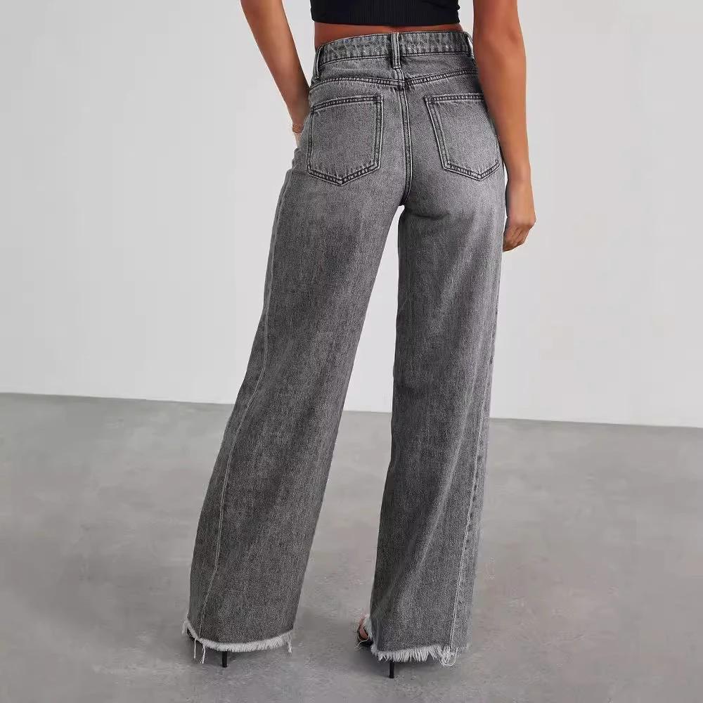 Mandotos High Waist Slim Fit Wide Leg Jeans
