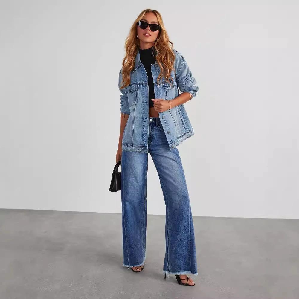 Mandotos High Waist Slim Fit Wide Leg Jeans