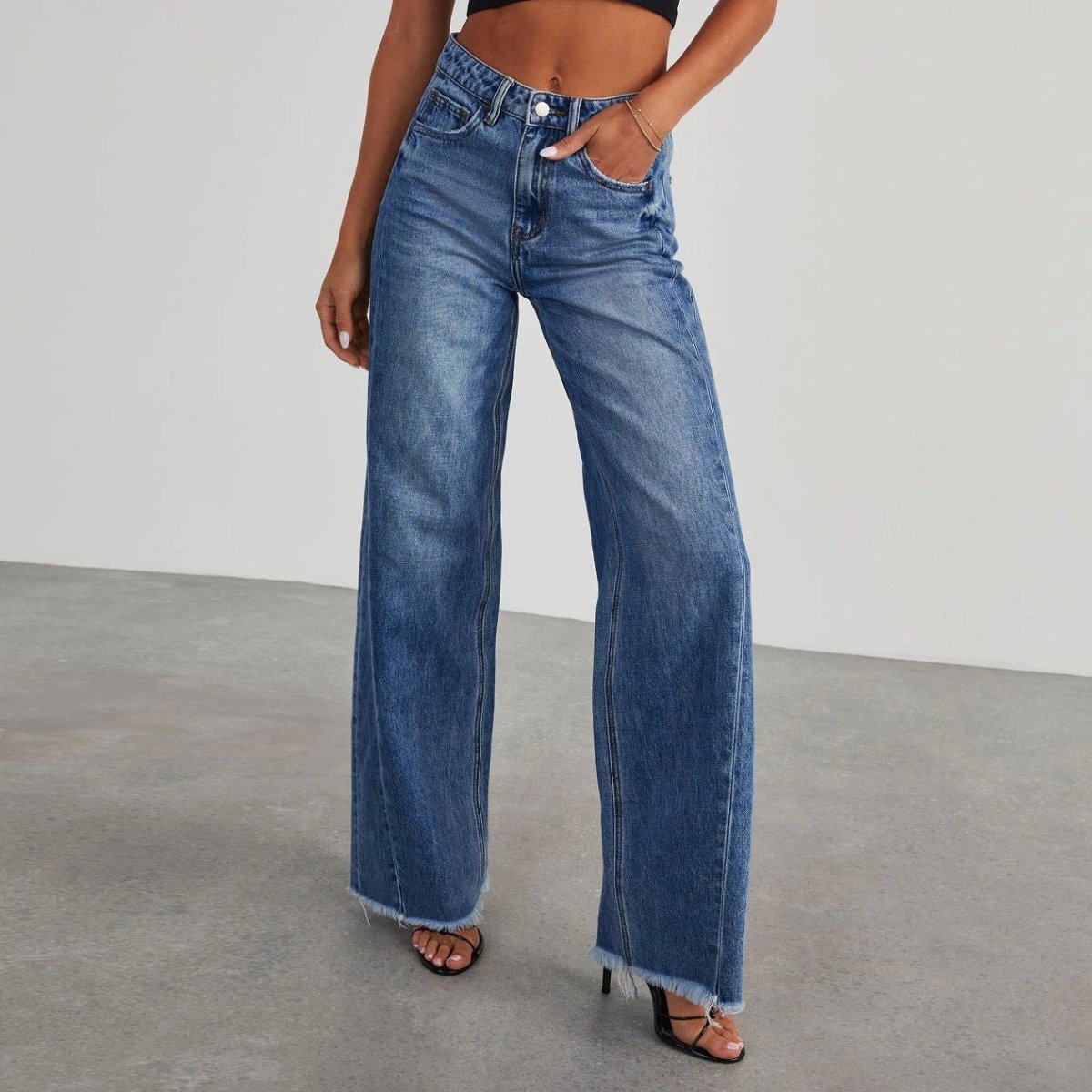 Mandotos High Waist Slim Fit Wide Leg Jeans