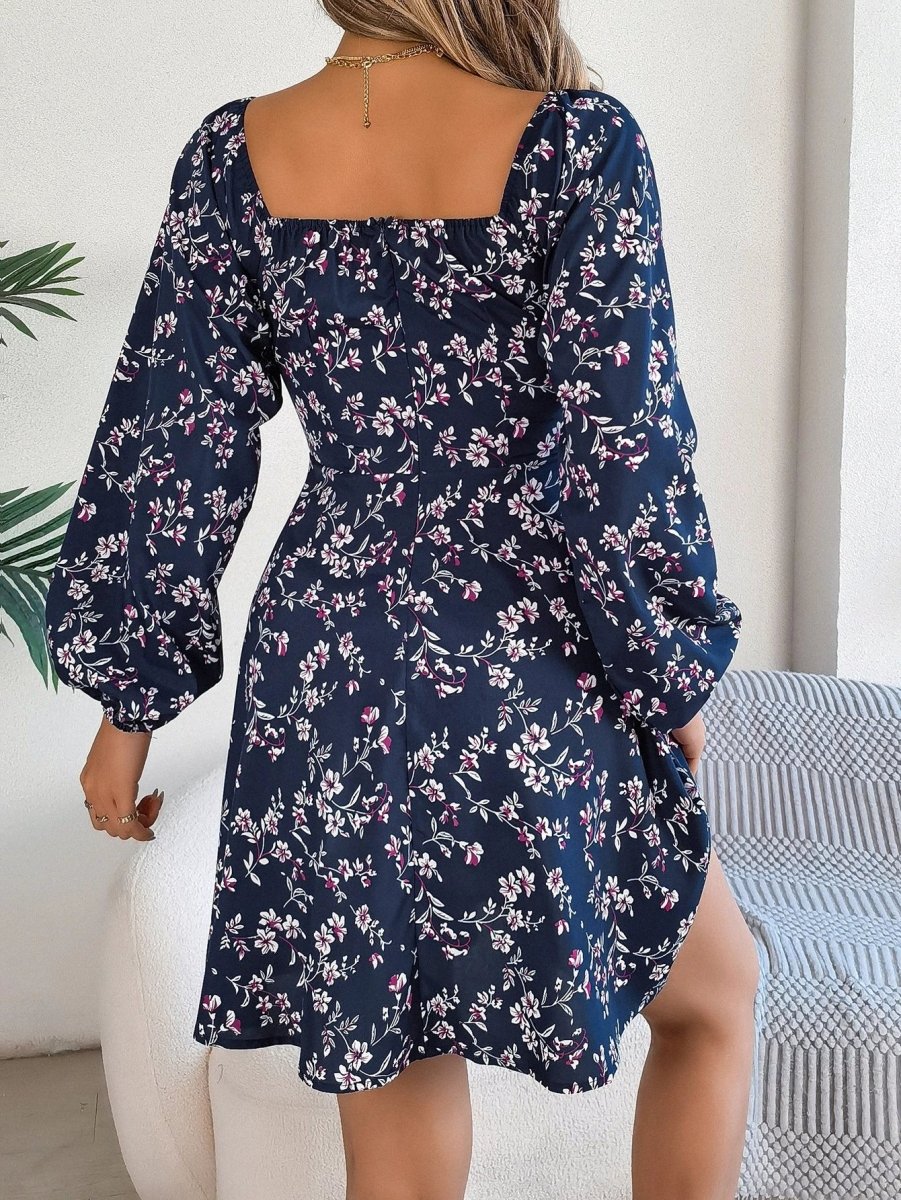 Robe à manches lanternes imprimée florale Mandotos