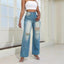 Jeans déchirés taille haute Mandotos - Coupe droite large