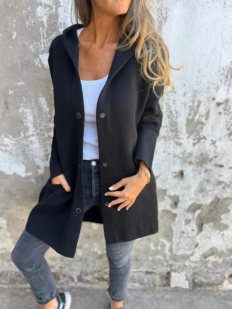 MANDOTOS Hooded Cardigan - Loose Fit Red Jacket