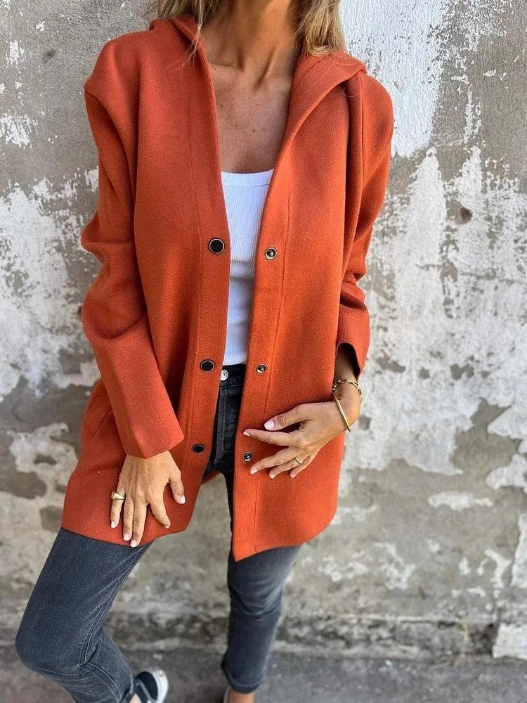 MANDOTOS Hooded Cardigan - Loose Fit Red Jacket