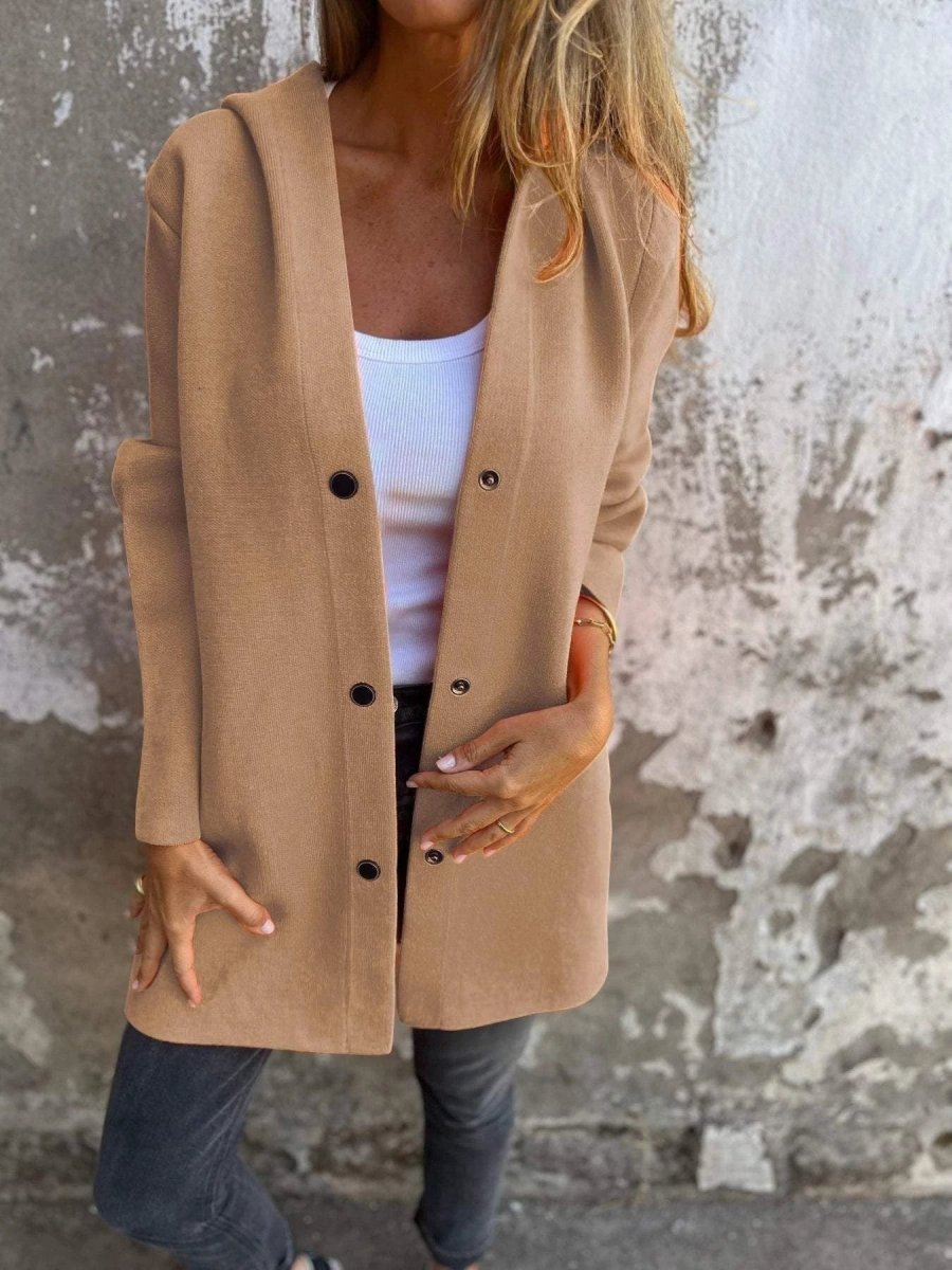 MANDOTOS Hooded Cardigan - Loose Fit Red Jacket
