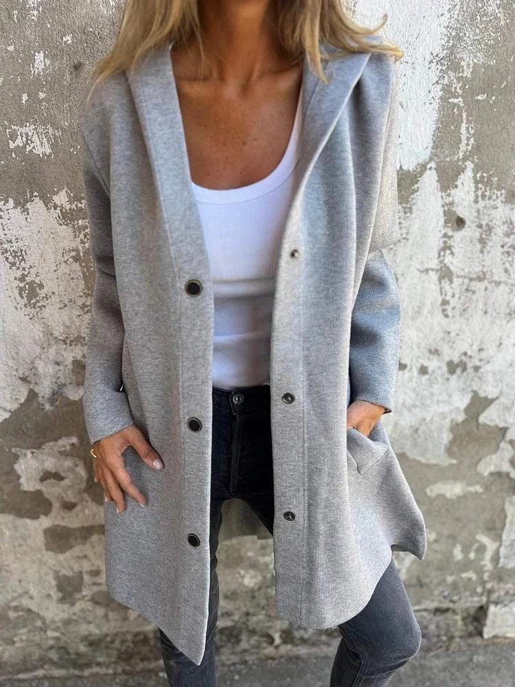 MANDOTOS Hooded Cardigan - Loose Fit Red Jacket