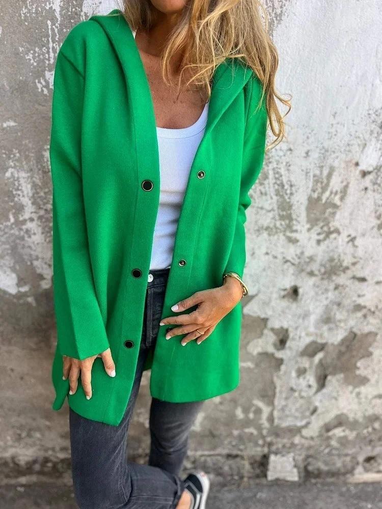 MANDOTOS Hooded Cardigan - Loose Fit Red Jacket