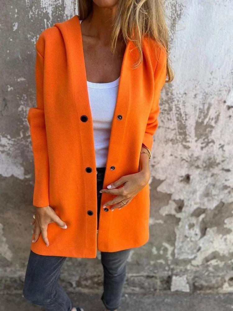 MANDOTOS Hooded Cardigan - Loose Fit Red Jacket