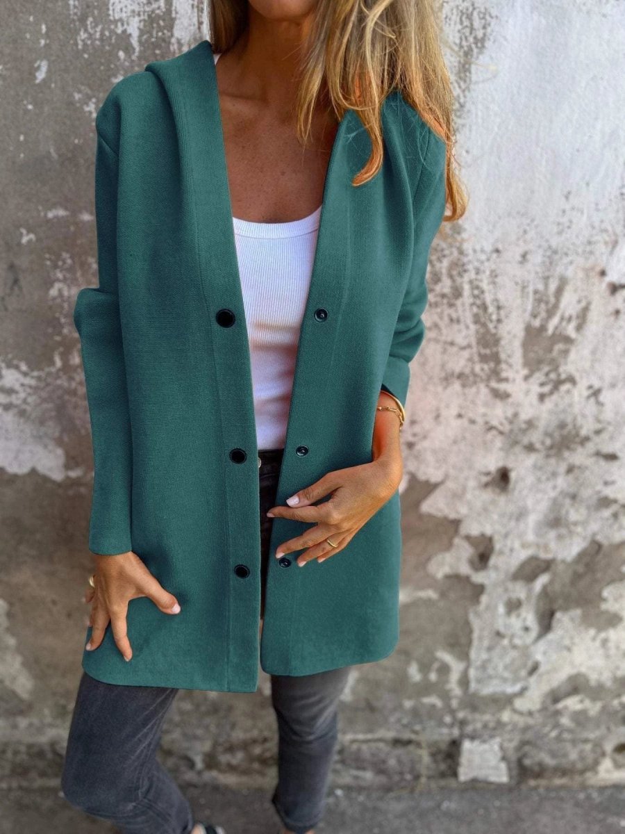 MANDOTOS Hooded Cardigan - Loose Fit Red Jacket
