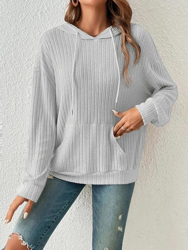 Haut en tricot à capuche pour femmes Mandotos avec poches et cordon