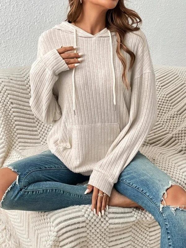 Haut en tricot à capuche pour femmes Mandotos avec poches et cordon