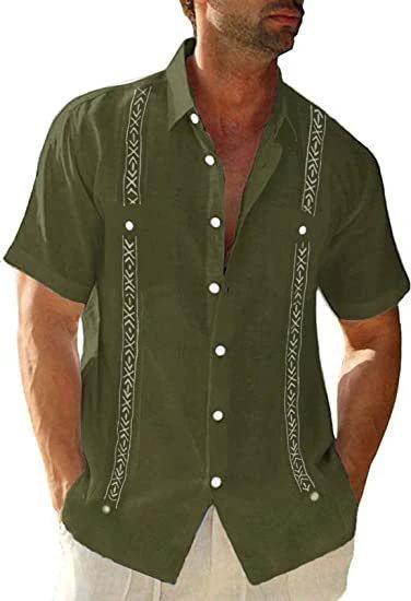 Chemise Guayabera Cubane pour Homme - Style Décontracté à Manches Courtes