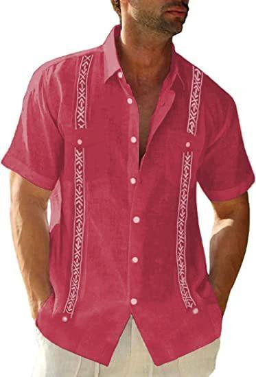 Chemise Guayabera Cubane pour Homme - Style Décontracté à Manches Courtes