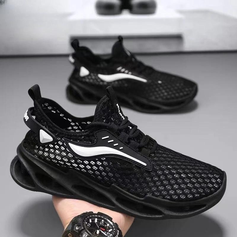 Zapatillas de malla con cordones para hombre - Zapatos deportivos de bajo perfil elegantes