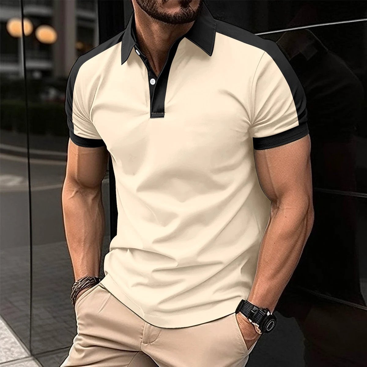 Camisa Polo de Negocios de Manga Corta para Hombre