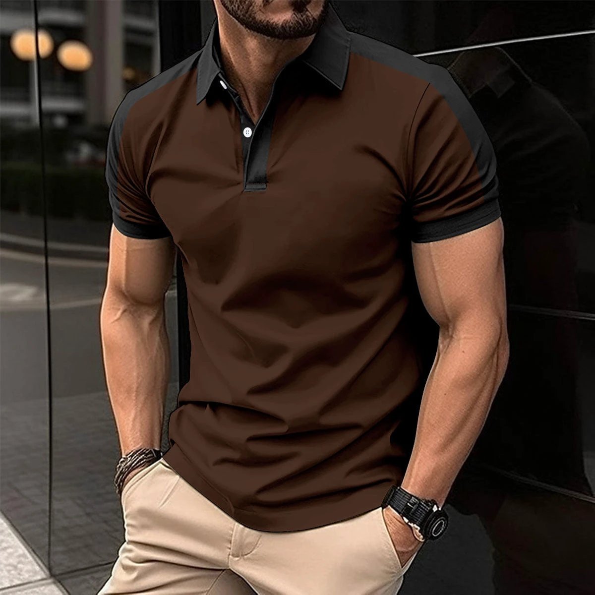 Camisa Polo de Negocios de Manga Corta para Hombre