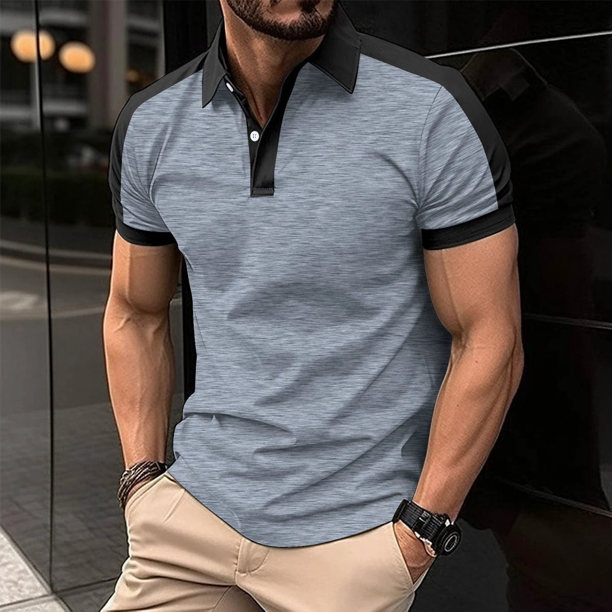 Camisa Polo de Negocios de Manga Corta para Hombre