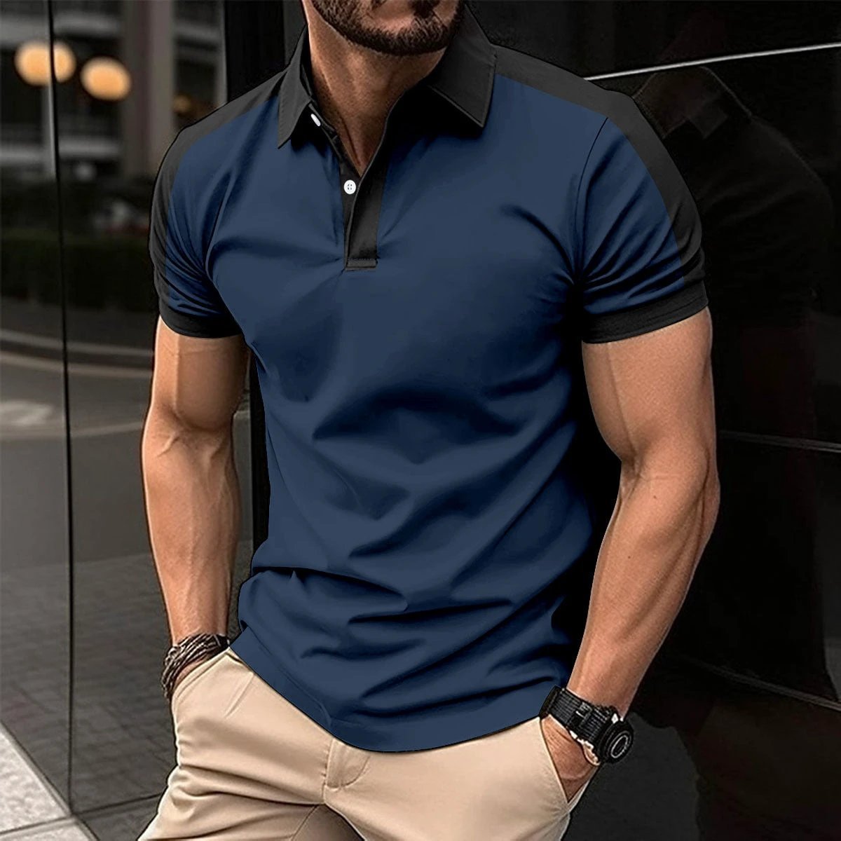 Camisa Polo de Negocios de Manga Corta para Hombre