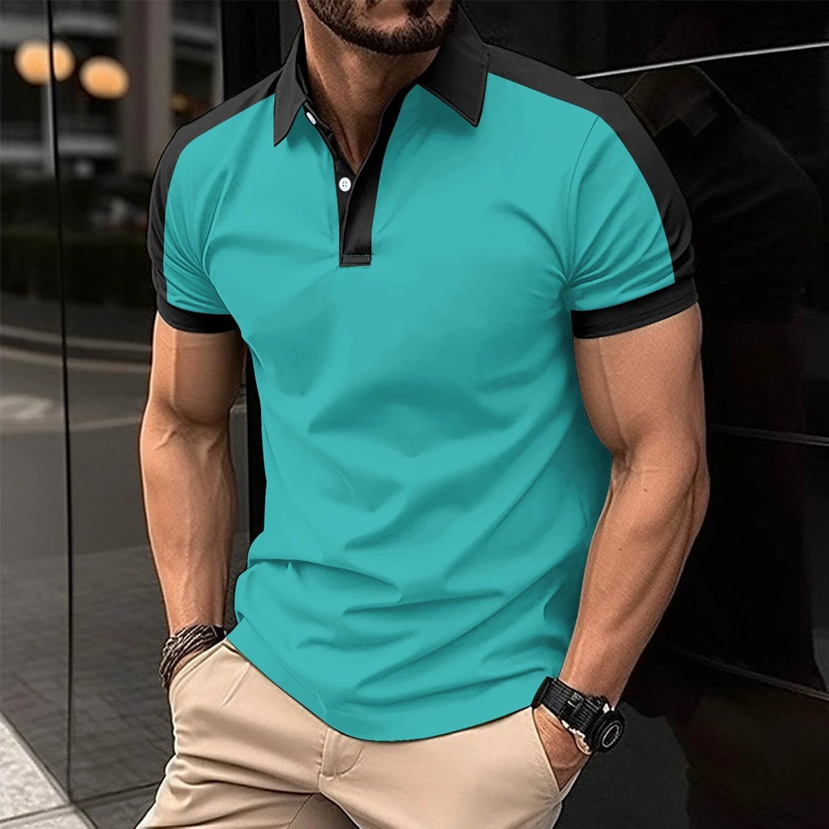 Camisa Polo de Negocios de Manga Corta para Hombre