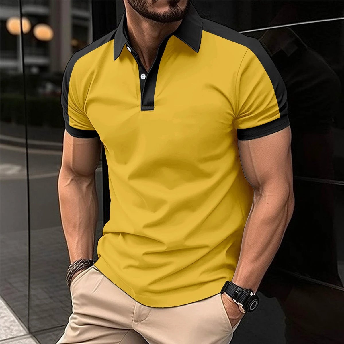 Camisa Polo de Negocios de Manga Corta para Hombre