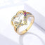 Anillo de Mariposa con Corazón Hueco Amor Mamá con Rhinestones