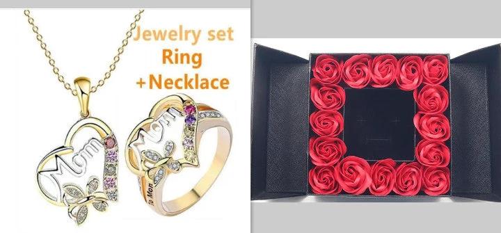 Anillo de Mariposa con Corazón Hueco Amor Mamá con Rhinestones