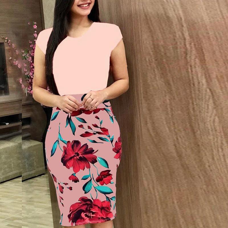 Chic Printed Office Midi Pencil Dress for Women