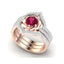 Rose Gold Flower Ring - Elegant Engagement and Wedding Band Set