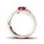 Rose Gold Flower Ring - Elegant Engagement and Wedding Band Set