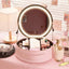 Round Smart LED Makeup Bag with Mirror Lights