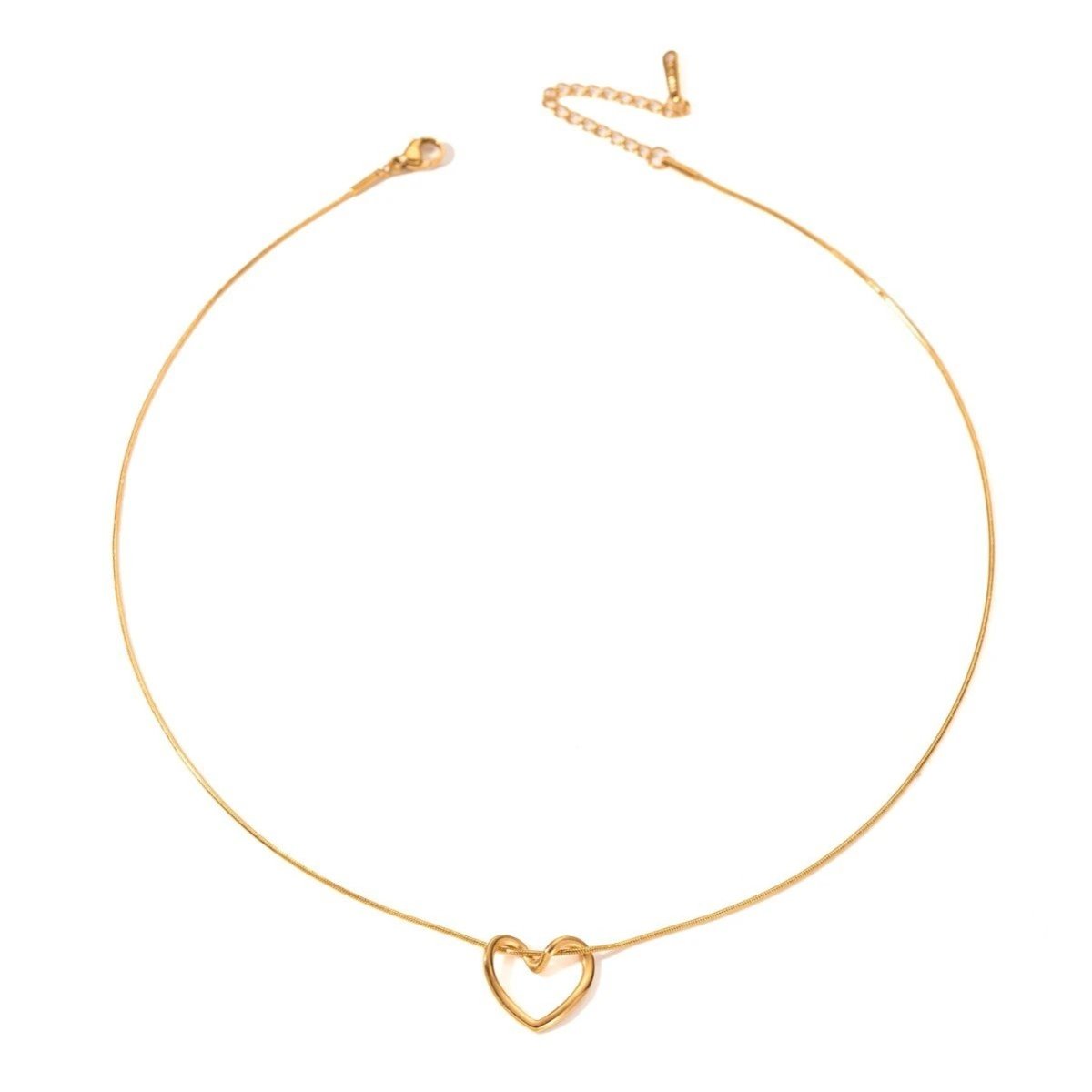 Collar de Corazón Hueco de Acero Inoxidable con Torcido