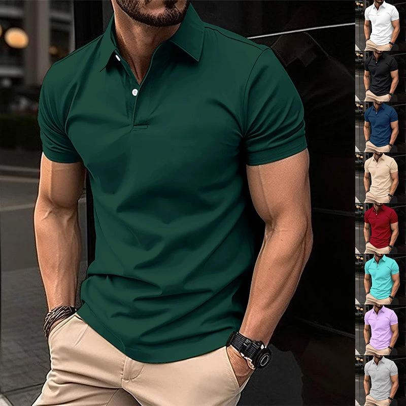 Polo Shirt pour Homme à Manches Courtes d'Été - Couleur Unie et Design Élégant