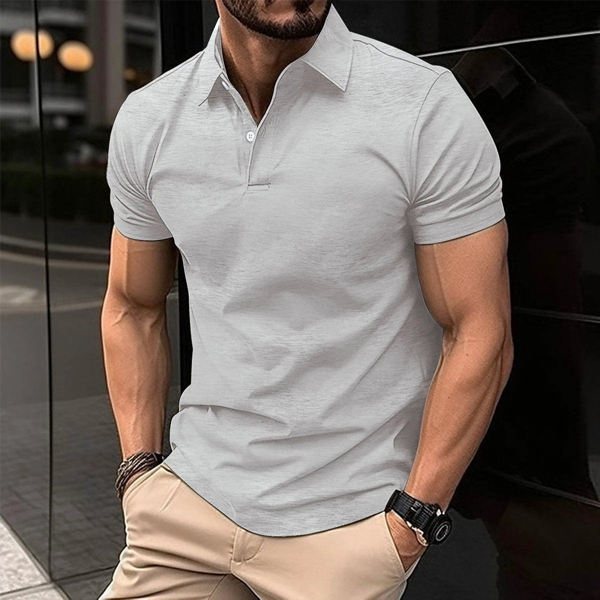 Polo Shirt pour Homme à Manches Courtes d'Été - Couleur Unie et Design Élégant
