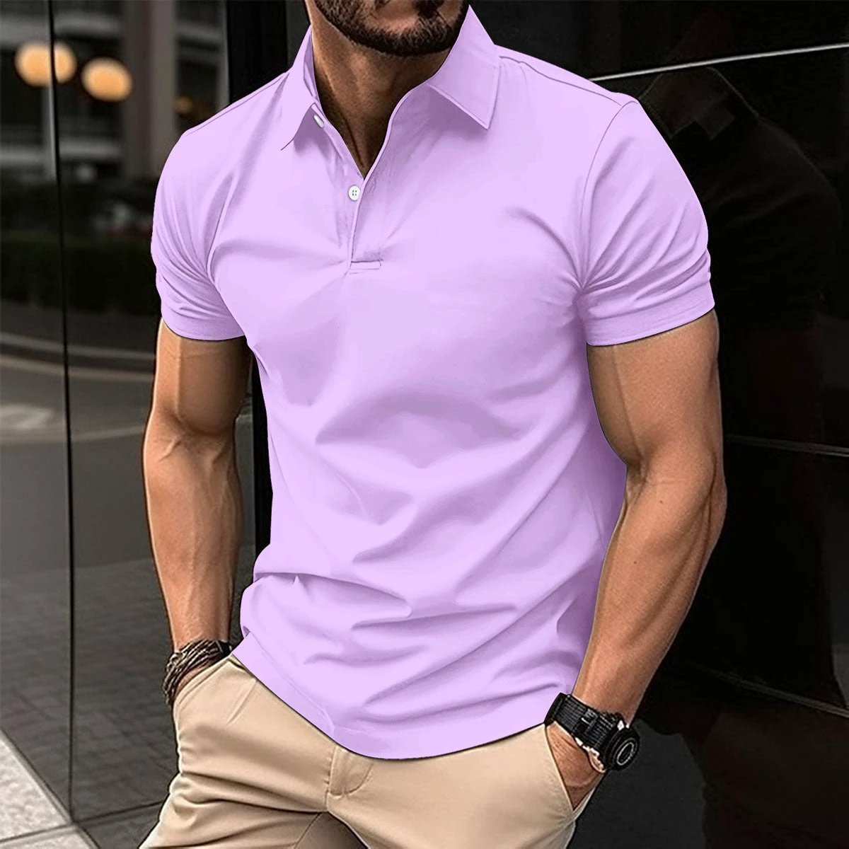 Polo Shirt pour Homme à Manches Courtes d'Été - Couleur Unie et Design Élégant