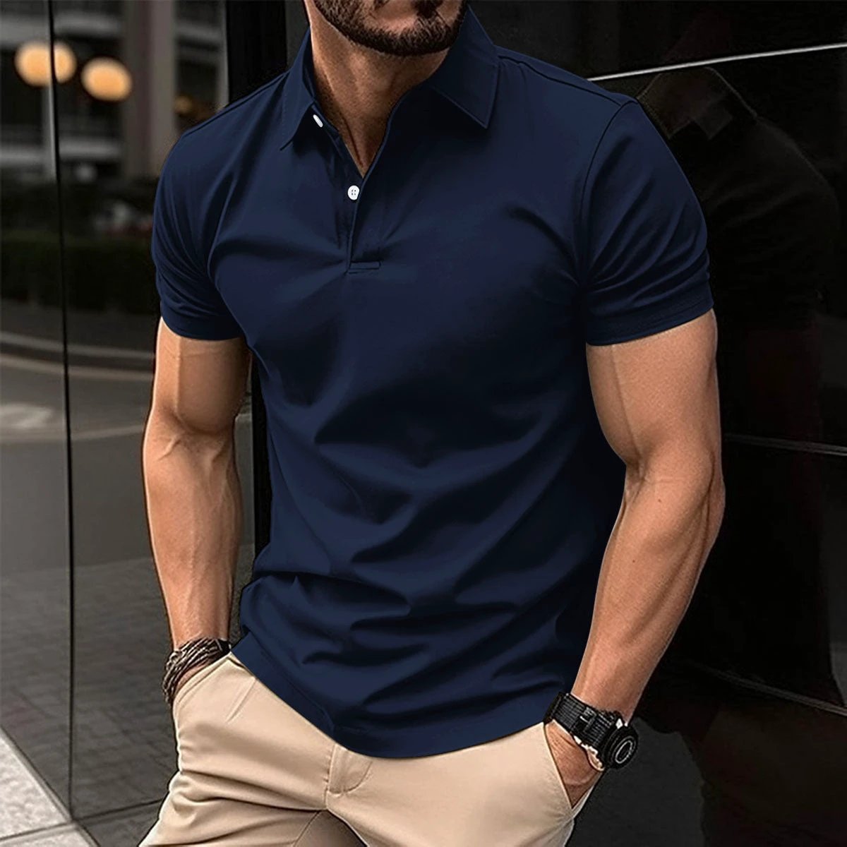Polo Shirt pour Homme à Manches Courtes d'Été - Couleur Unie et Design Élégant