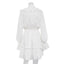 Robe à volants plissés à col en V - Robe courte à manches évasées Y2K
