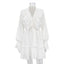 Robe à volants plissés à col en V - Robe courte à manches évasées Y2K