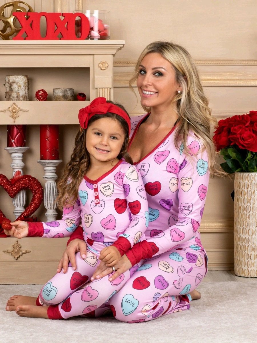 Pyjamas imprimés d'amour pour la Saint-Valentin - Ensemble assorti parent-enfant