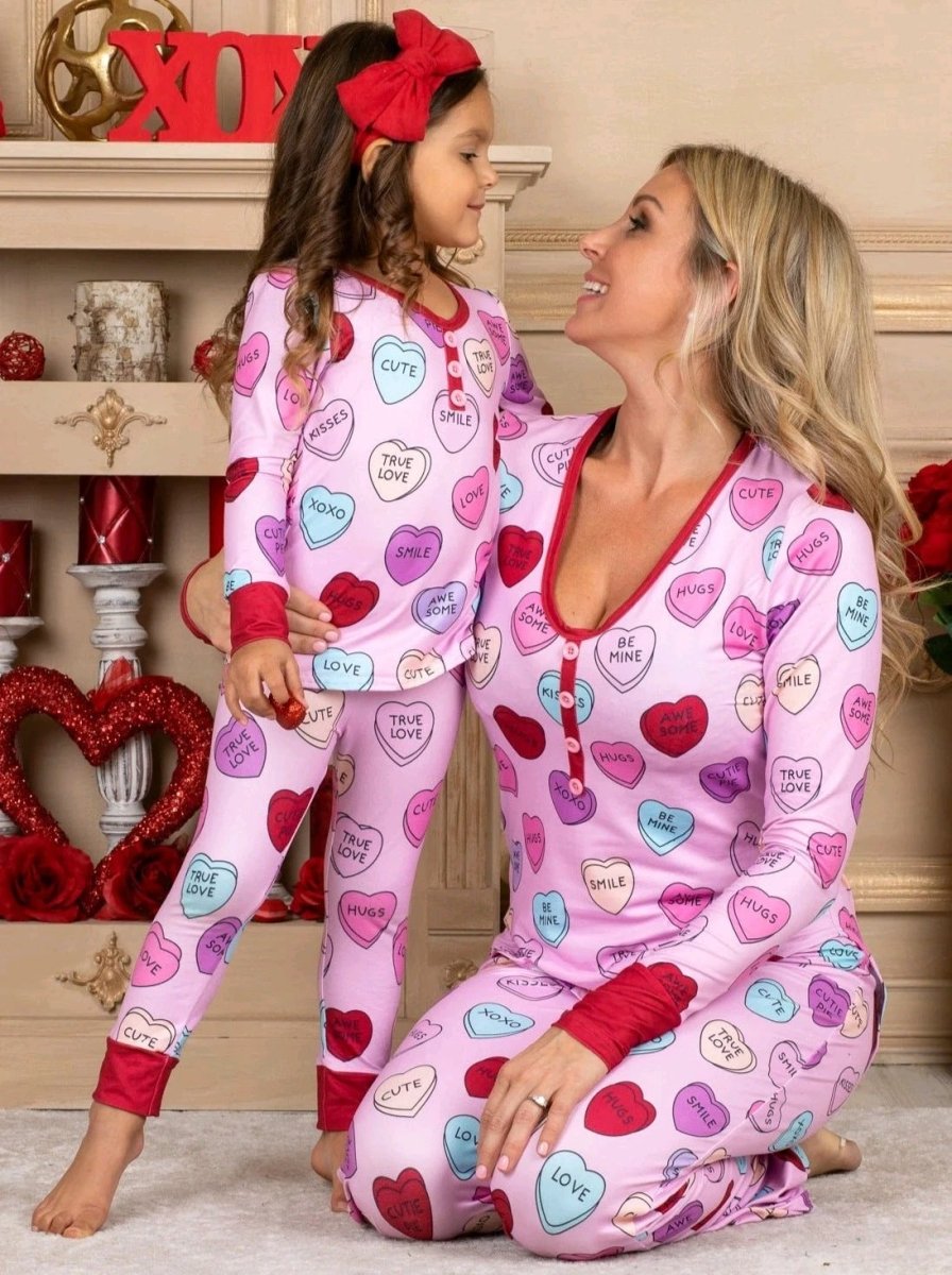 Pyjamas imprimés d'amour pour la Saint-Valentin - Ensemble assorti parent-enfant