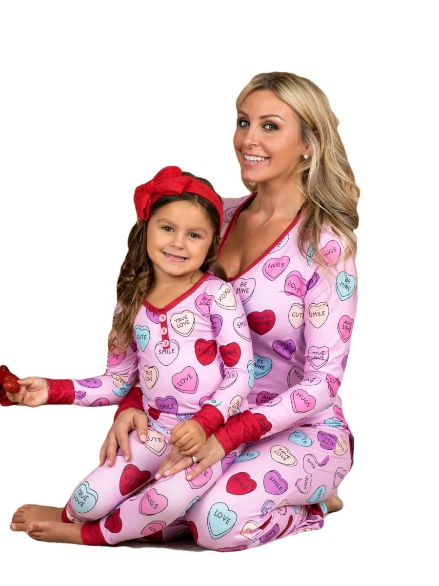 Pyjamas imprimés d'amour pour la Saint-Valentin - Ensemble assorti parent-enfant