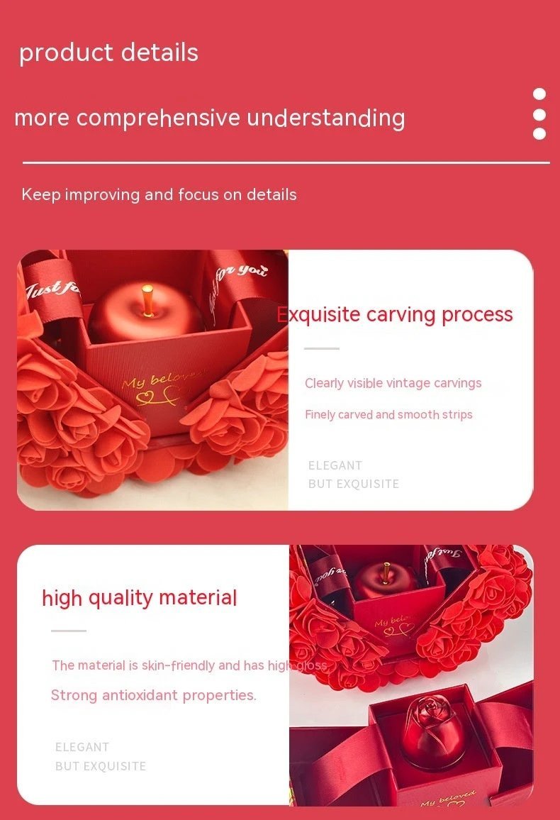 Valentine's Day Crystal Pendant Necklace Set in Soap Rose Gift Box