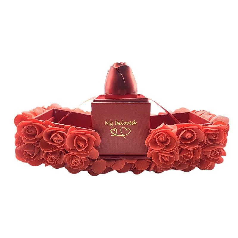 Valentine's Day Crystal Pendant Necklace Set in Soap Rose Gift Box