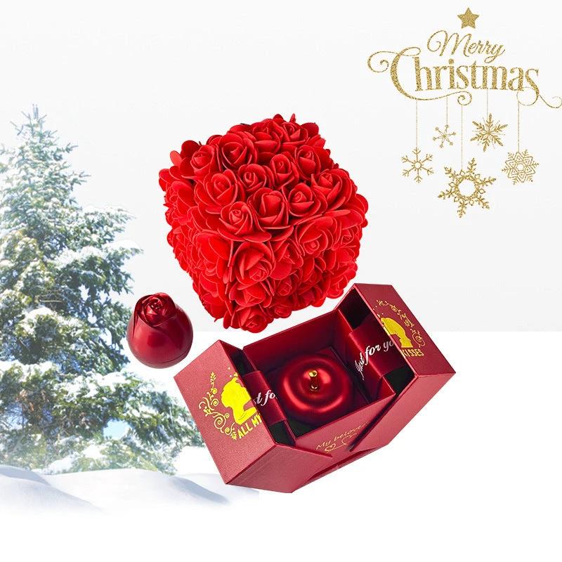 Valentine's Day Crystal Pendant Necklace Set in Soap Rose Gift Box