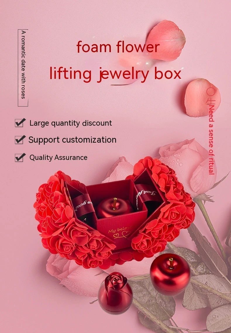 Valentine's Day Crystal Pendant Necklace Set in Soap Rose Gift Box