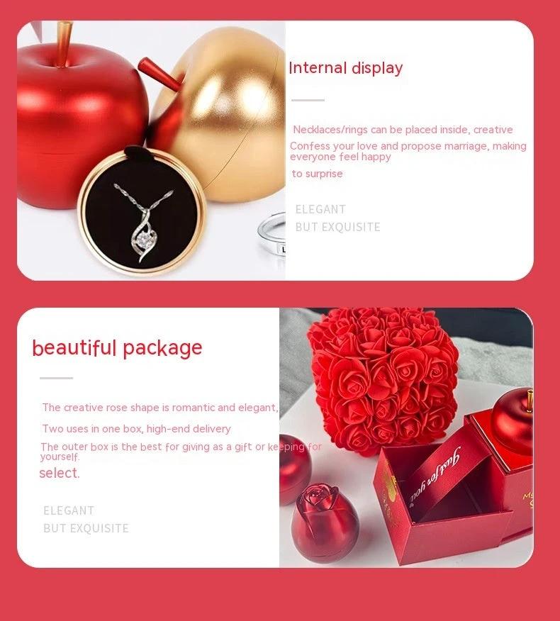 Valentine's Day Crystal Pendant Necklace Set in Soap Rose Gift Box