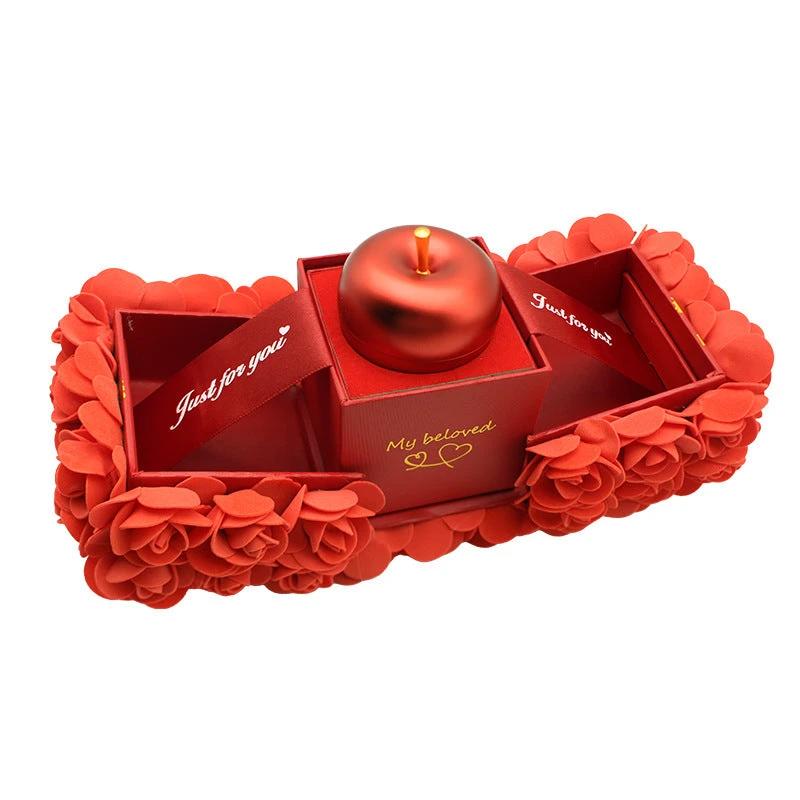 Valentine's Day Crystal Pendant Necklace Set in Soap Rose Gift Box